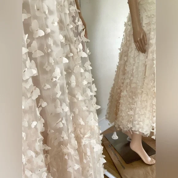 Mable 3D Butterfly Appliqué Dress Cream Bustier Corset Milkmaid Party Dress Sz L - Picture 8 of 13